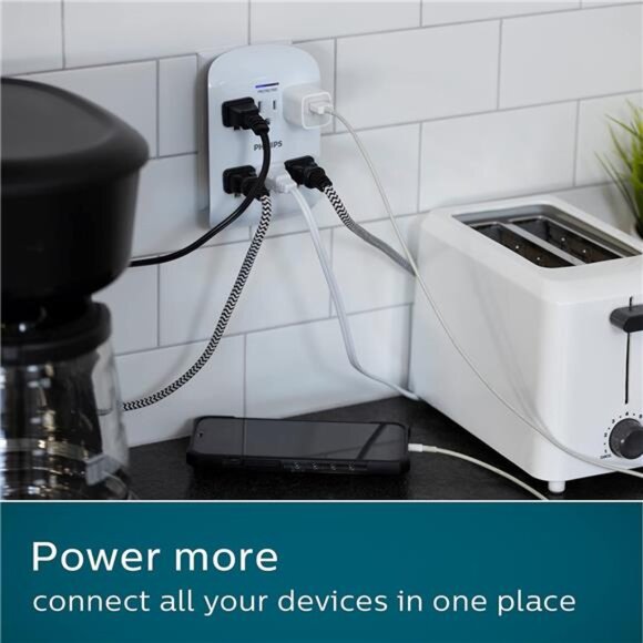 6-Outlet Extender Surge Protector, 2 Pack, Wall Tap, 900 Joules, 3-Prong - Picture 6 of 7